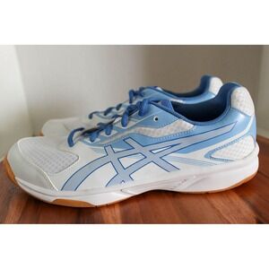 Asics Volleyball Shoes Womens 12 White Blue Upcourt 2 Indoor Court Sneakers